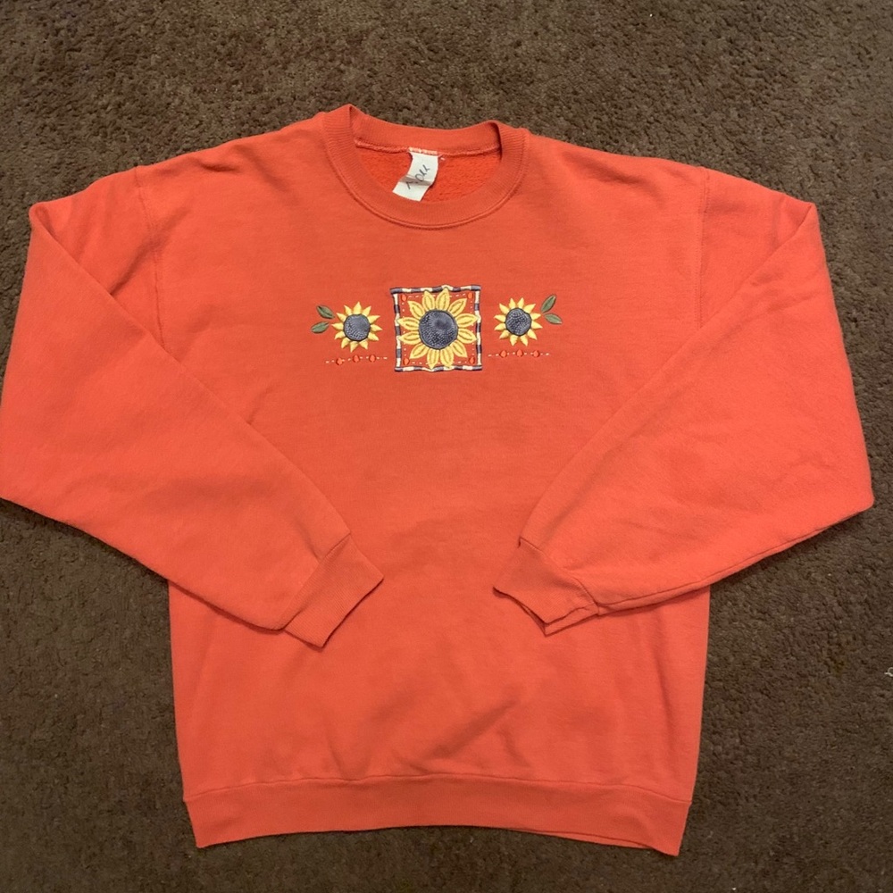 Vintage embroidered sunflower crewneck
